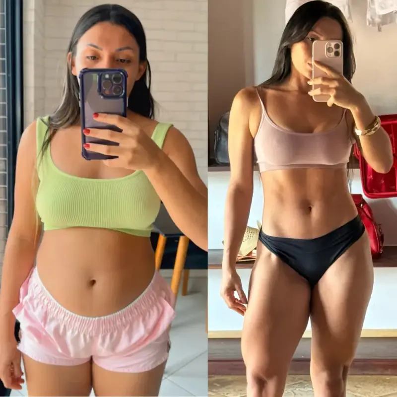Antes e depois de aluna